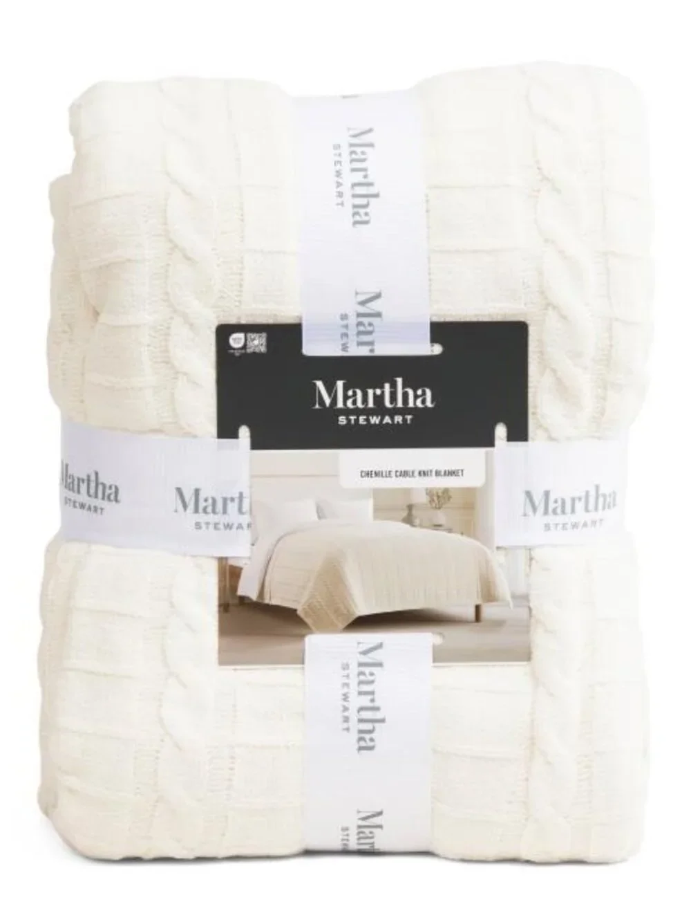 MARTHA STEWART Chenille Cable Knit Blanket
